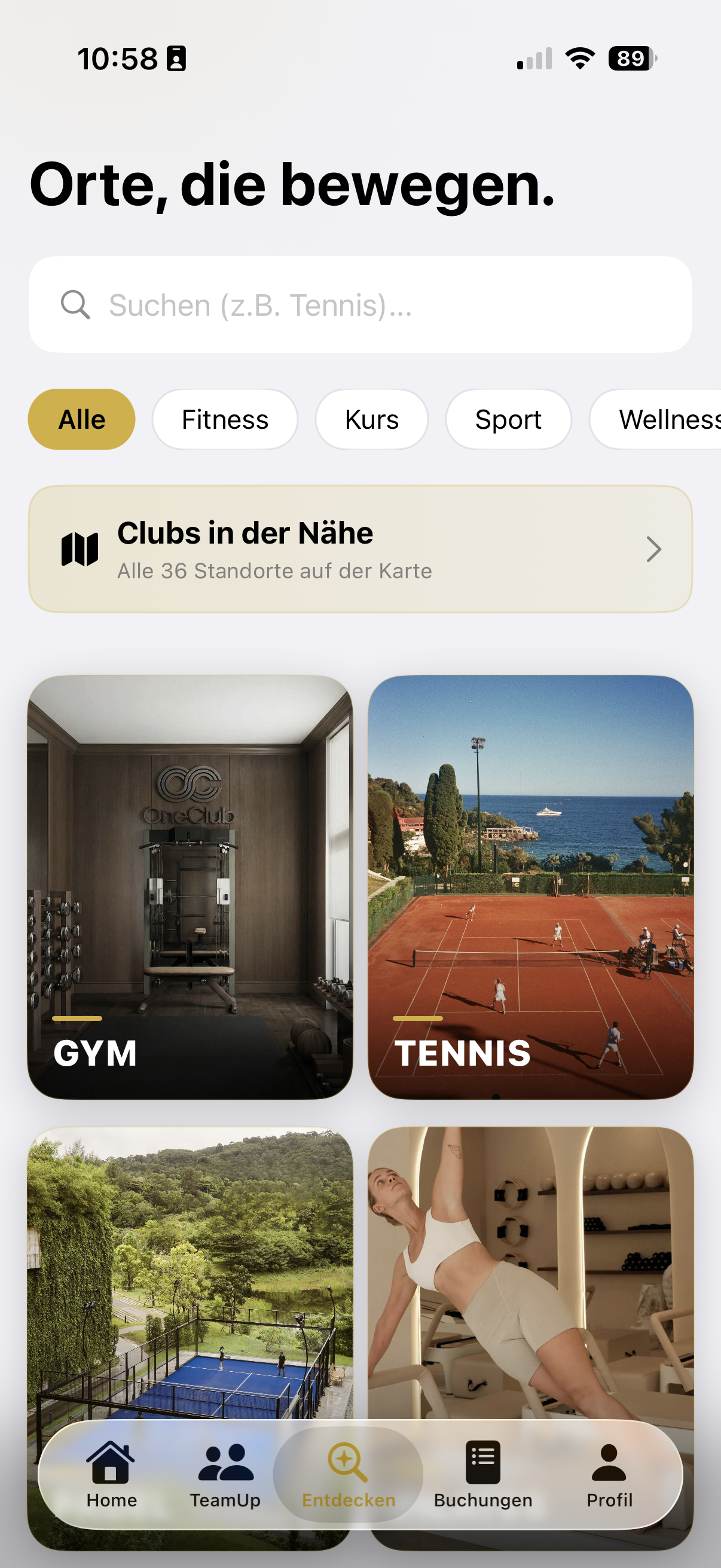 OneClub App – Entdecken