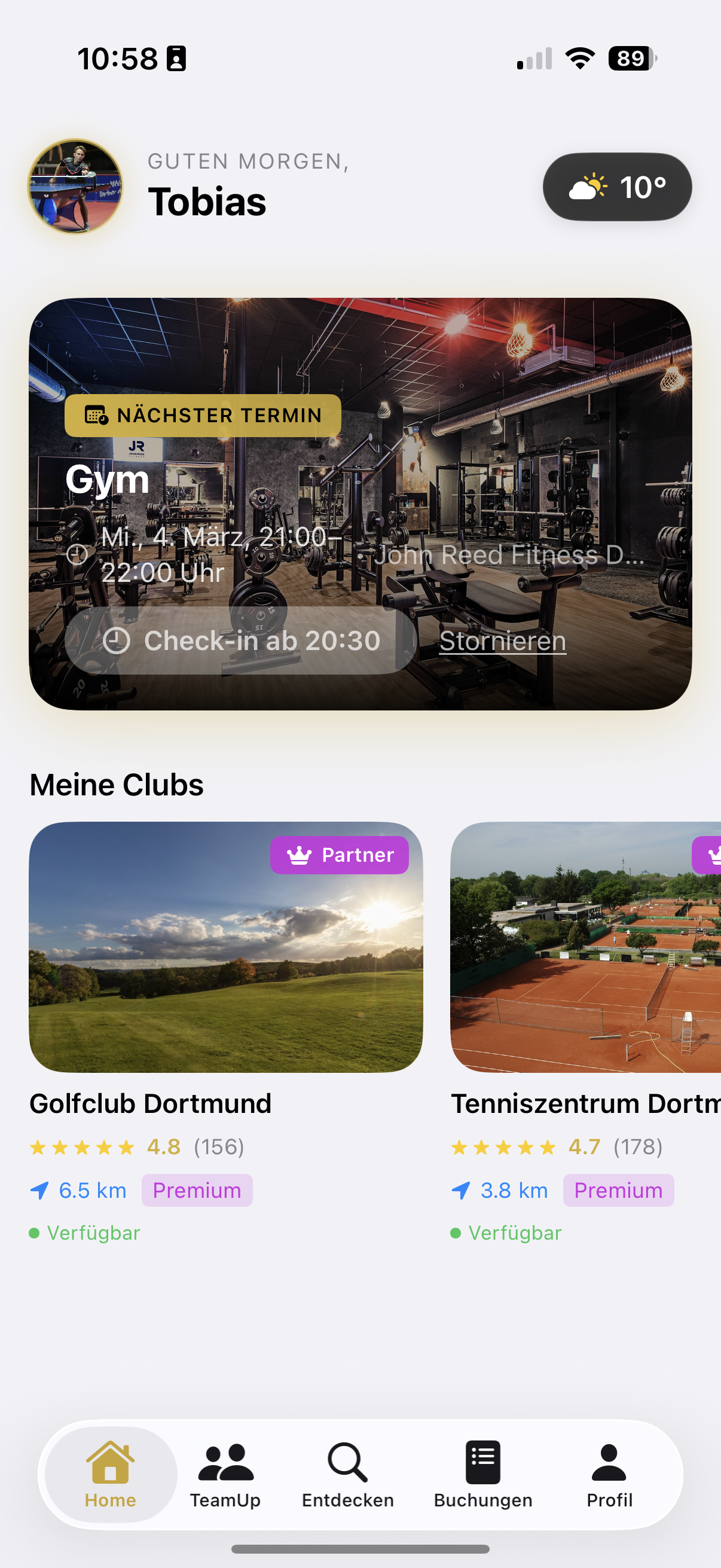 OneClub App – Buchen